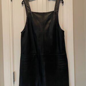 Maje Richance Black Lamb Leather Mini Jumper Dress Size 1